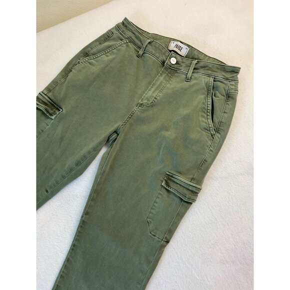 PAIGE Joile Twill Slim Straight-Leg Ankle Pant Ivy Green size 28 - Picture 3 of 7
